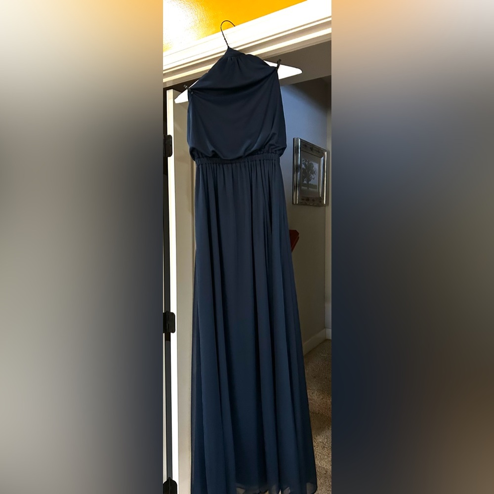 Azazie Navy Long Dress
